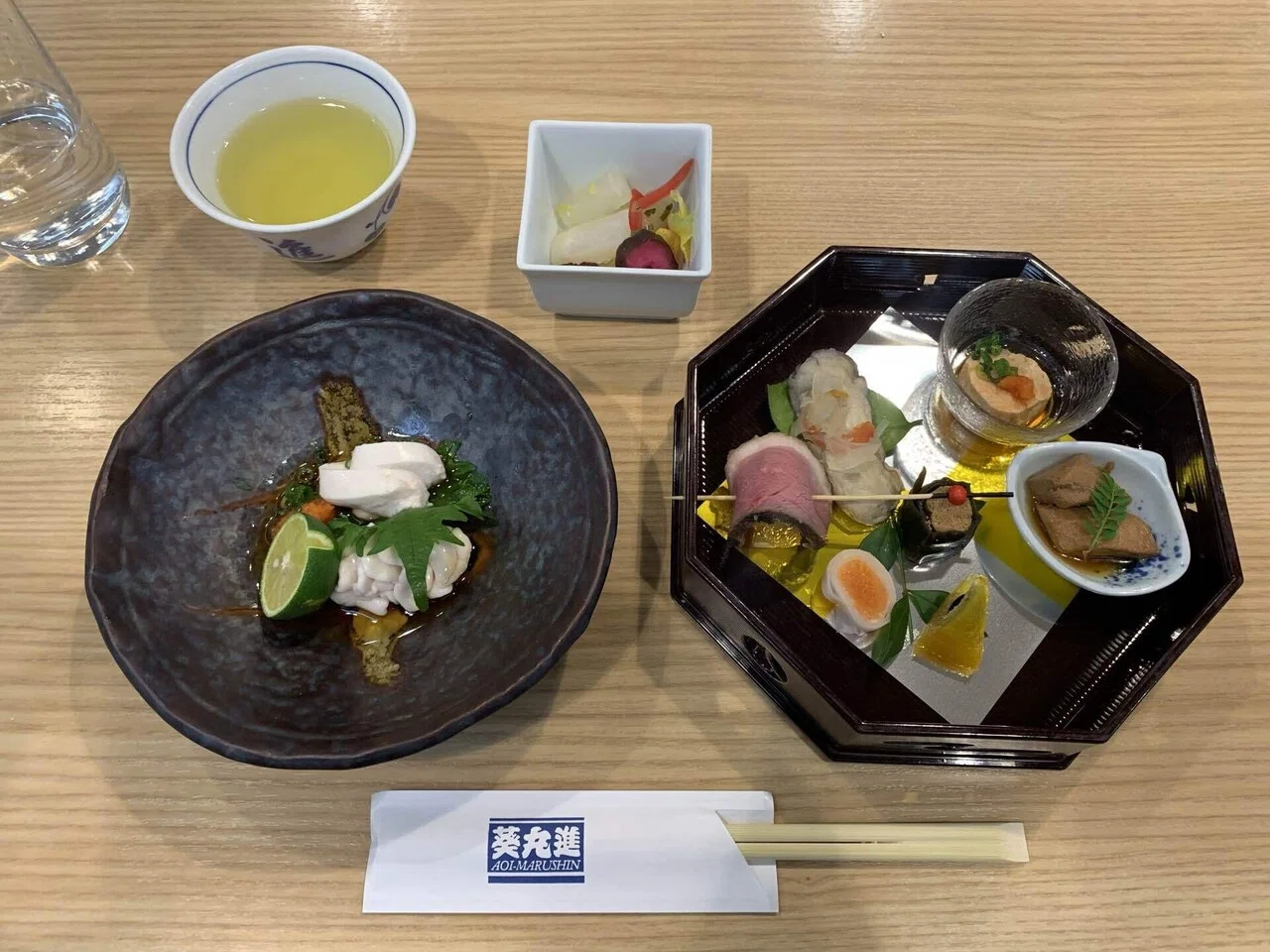 食事 浅草の 葵丸進 の祝い肴と白子ポン酢盛合せと福聚天丼 桔梗の花 도라지 Note