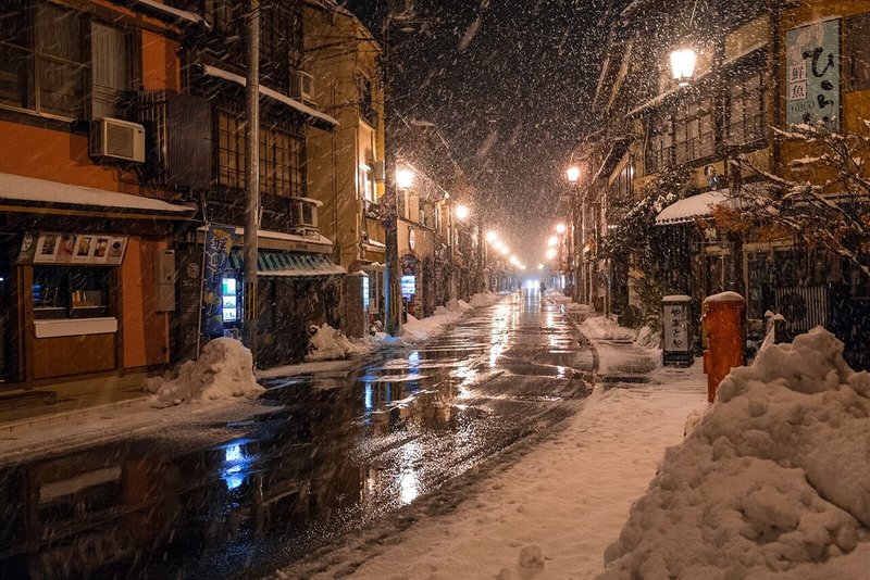 雪と城崎商店街