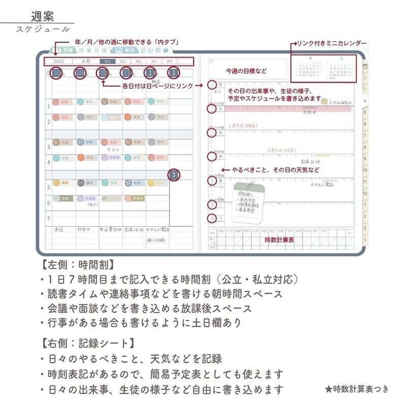 22先生手帳 スケジュール 内容 Hello Planner Note