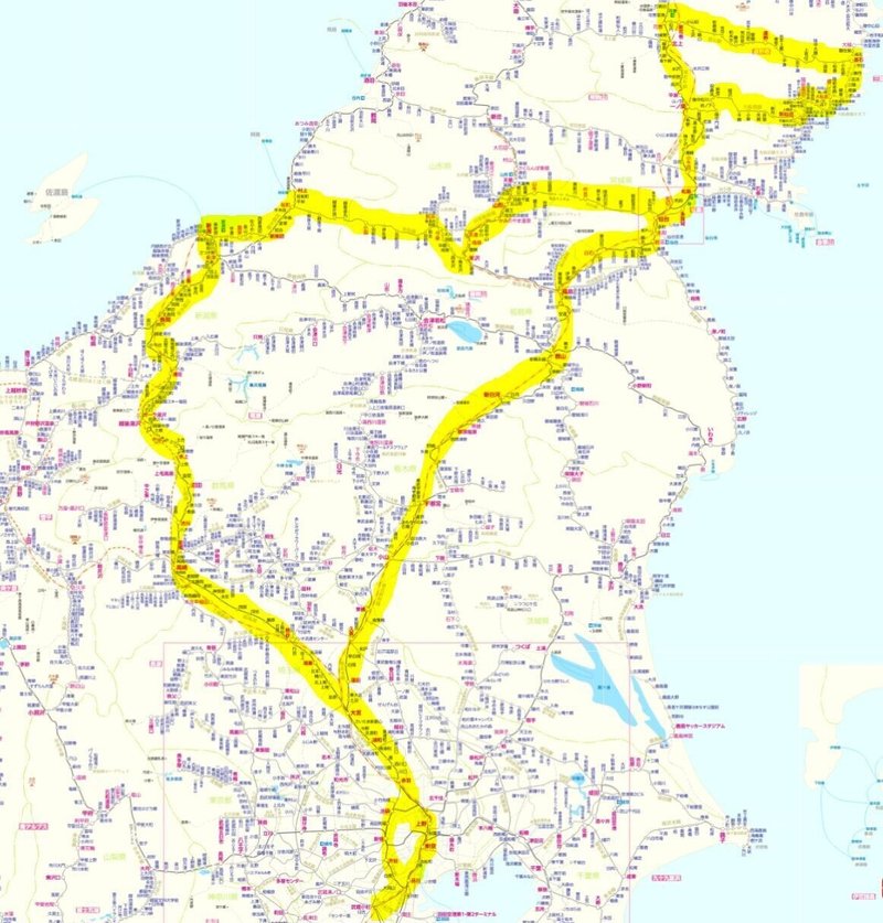 2016年夏東北路線図
