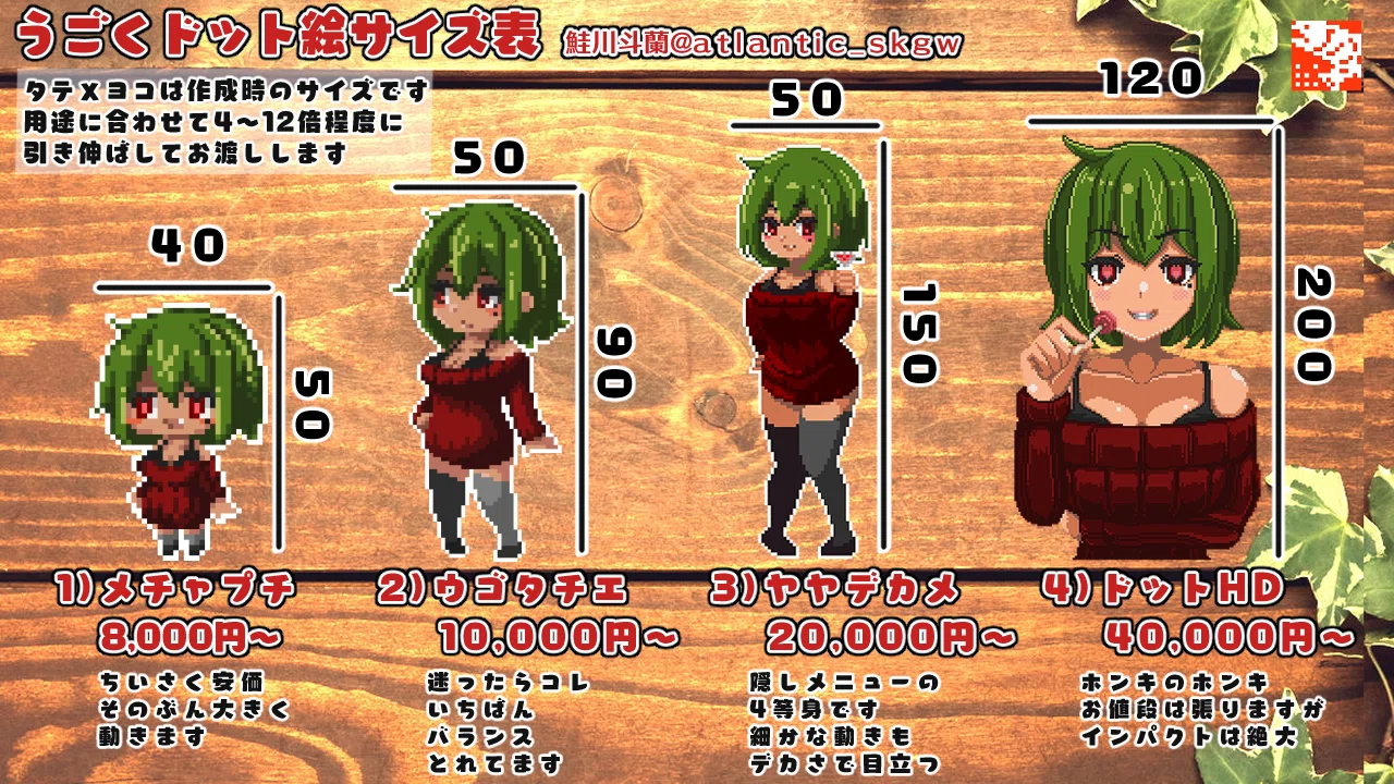 仕事依頼 ドット絵各種料金表 鮭川斗蘭 魚類のドット絵vtuber Note