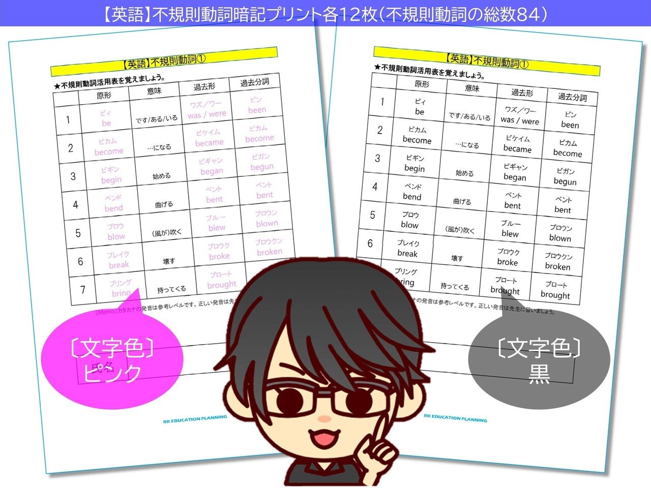 高校入試英語 英検4級 3級 オリジナル不規則動詞活用表 学習用 を販売中 Rkエデュケーションプランニング Rk学習クラブ Note