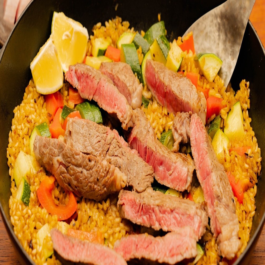 レシピ くまもとあか牛のランプステーキパエリアの作り方 うしや精肉店 Note