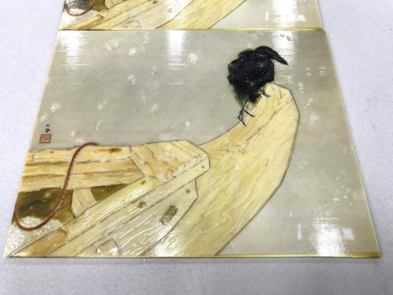 京都国立近代美術館 - 竹内栖鳳 『 春雪 』 彫刻エンボス加工