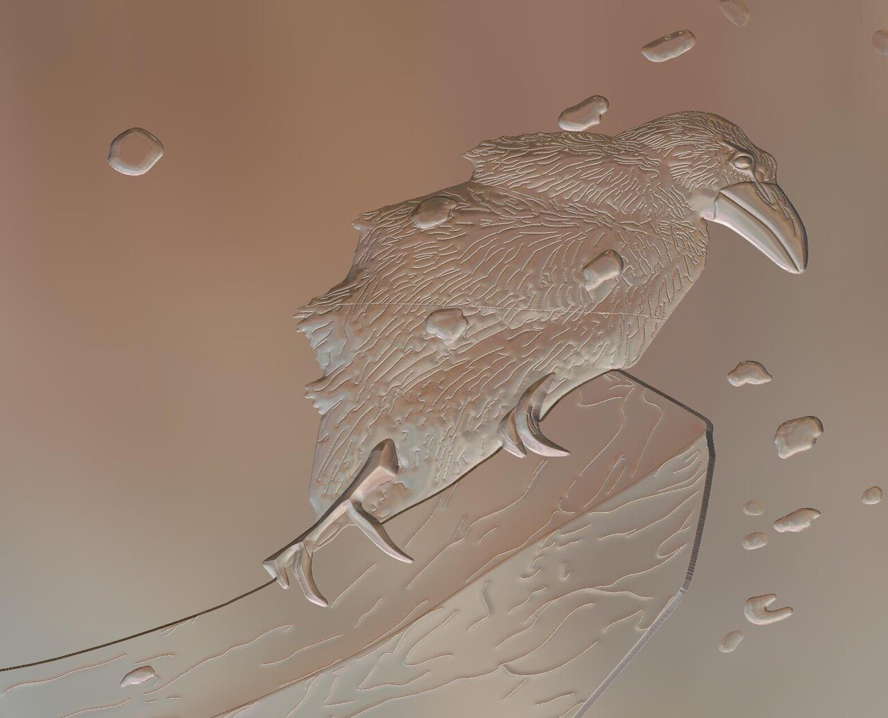 京都国立近代美術館 - 竹内栖鳳 『 春雪 』 彫刻エンボス加工 【前半