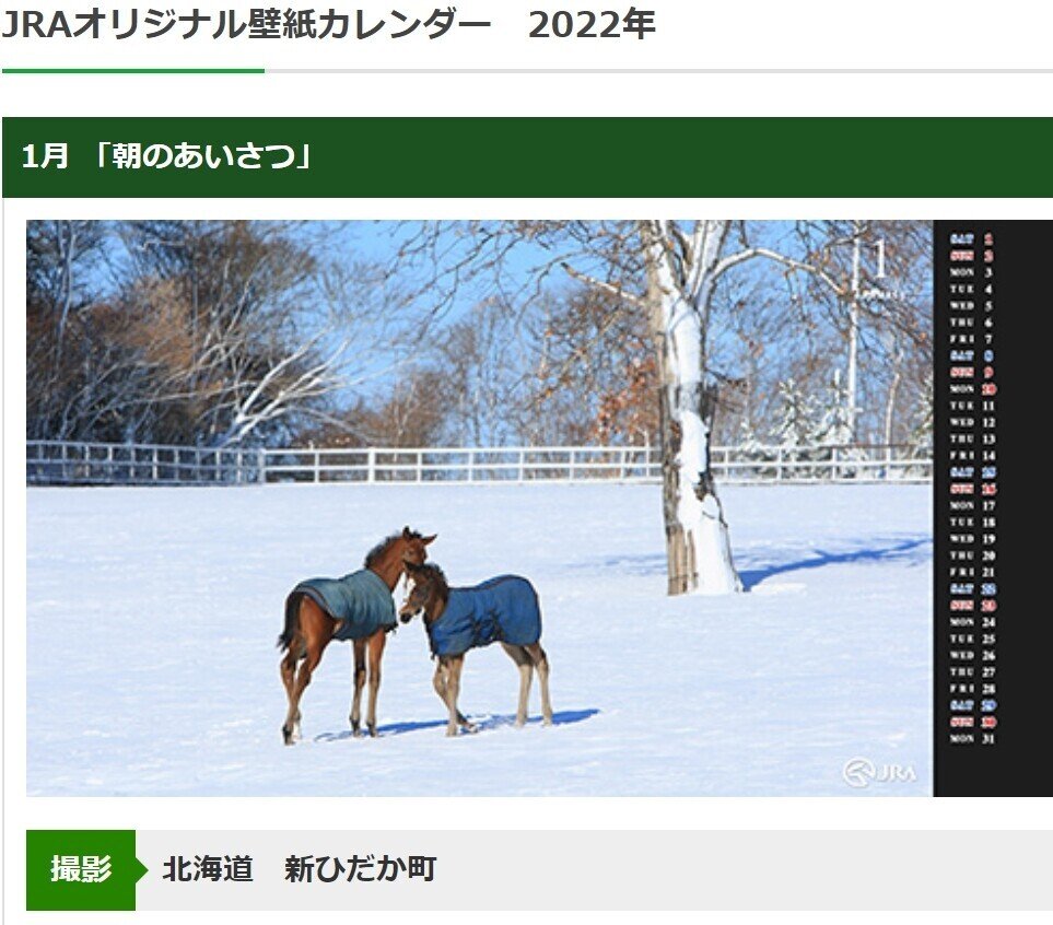 愛知杯2022サイン考察 JRAオリジナル壁紙カレンダーの牧場生産馬は超