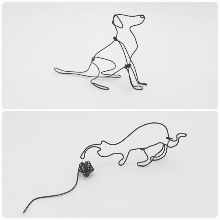 #wire #wireart #wirework #Ciel_wire #犬 #ねこ #毛糸玉 #手作り 
久しぶりにねことわんこ🎵