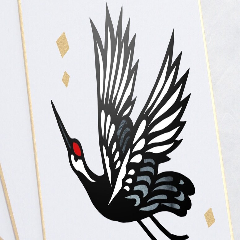 フリー図案no 137 鶴 の切り絵 華色切絵 平石智美のカラー切り絵を楽しむnote Note