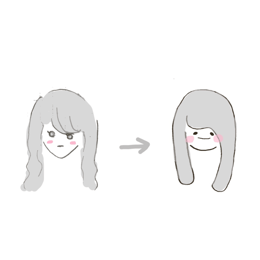 彼女が出会った頃の印象と今の印象の似顔絵を描いてくれました だいぶほんわりとしたのね、わたし｜おおあくび｜note