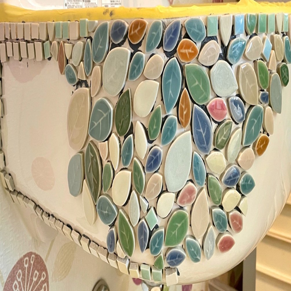 陶器製のシンクにタイルを貼る｜アユミ＠絵描き