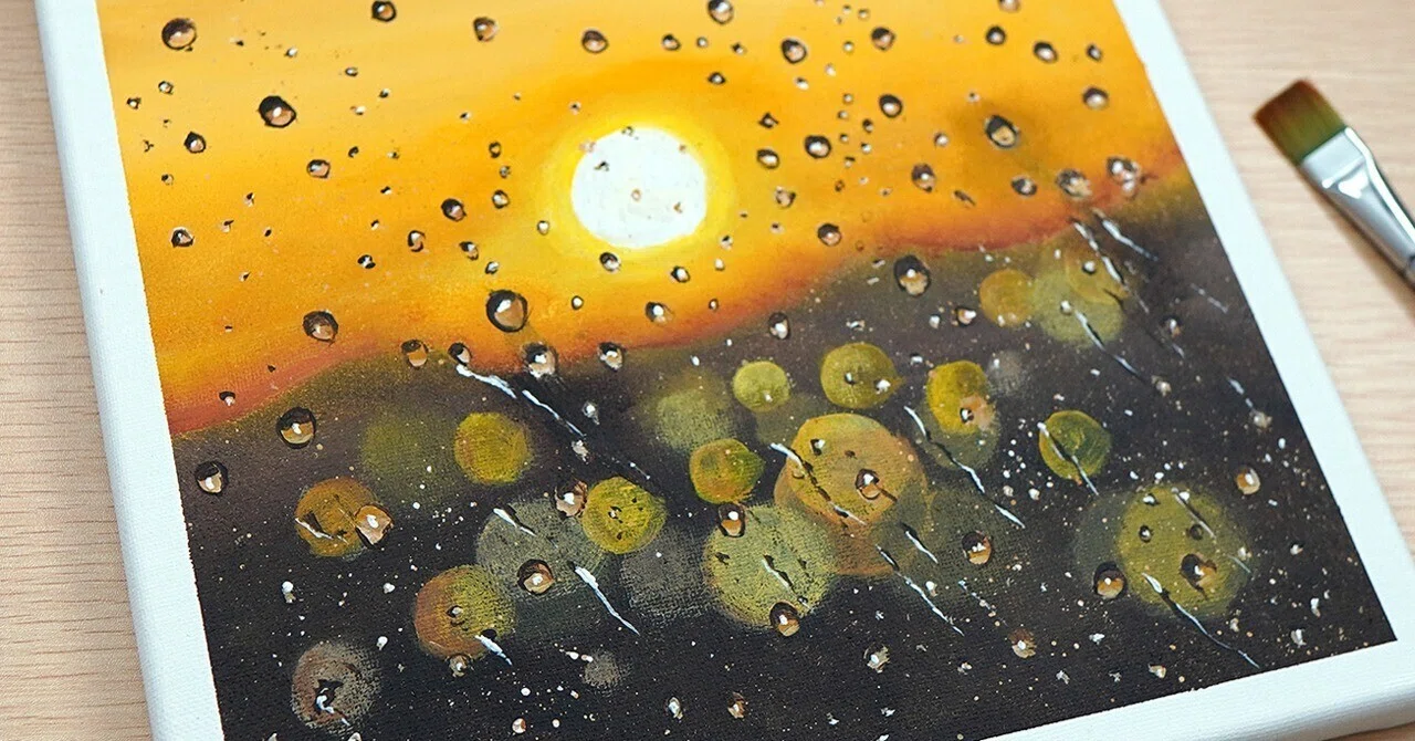 アクリル絵の具で「雨の夕日」を描いてみた ｜junya_art