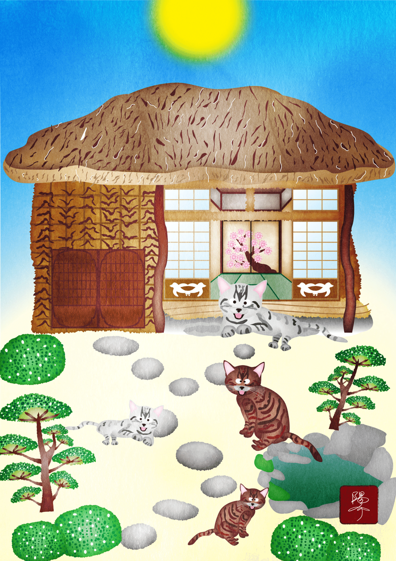 昔の家に猫がいる様子を描きました Oekaki6643 Note