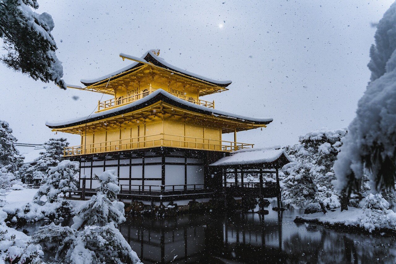 出口対石　金閣寺雪景色 出口対石 金閣寺雪景色