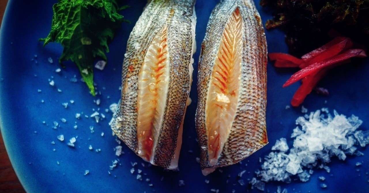 ウミタナゴのアオサ〆 Fishnude Note