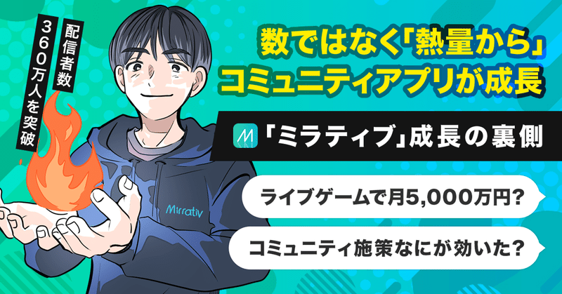 1本で月5,000万円を稼ぐ「ライブゲーム」ミラティブが「事業の火種」見つけた方法。テレビCMに失敗した理由と「数より熱狂」がコミュニティを強くする話