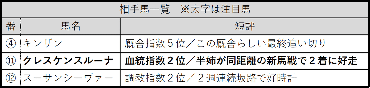 『新馬のすゝめ』＃２３：相手馬