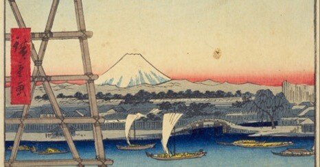 両ごく回向院元柳橋」−出幣のお陰で快晴ネん−『名所江戸百景』｜おう