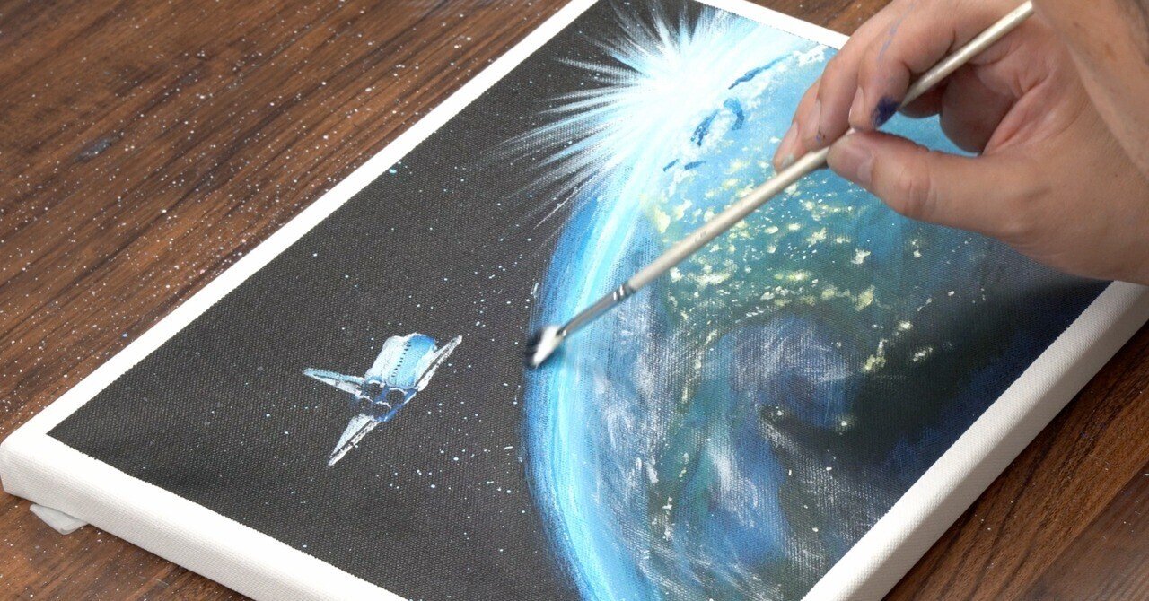 アクリル絵の具で「宇宙飛行士の帰還」を描いてみた｜junya_art
