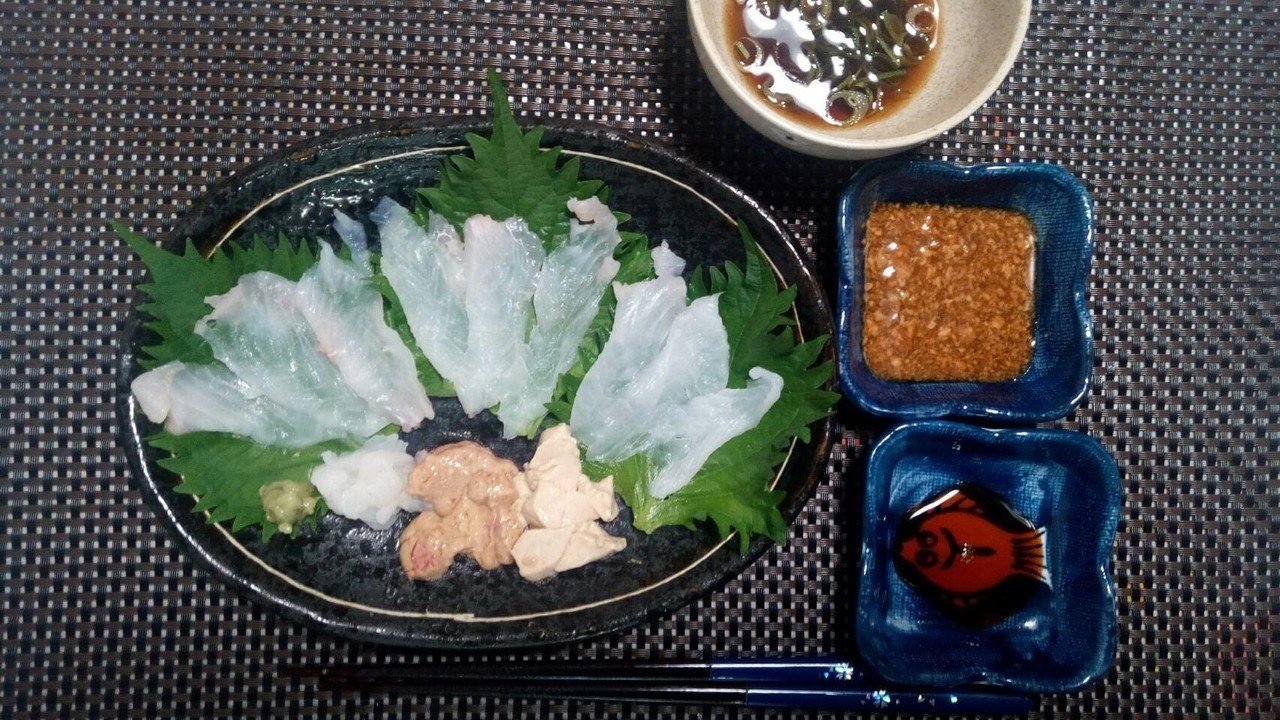 カワハギのお刺身定食 肝をあえて 魚突き これから始められる方へのお魚突き情報 Note カワハギのお刺身定食 肝をあえて 魚突き これから始められる方へのお魚突き情報 Note