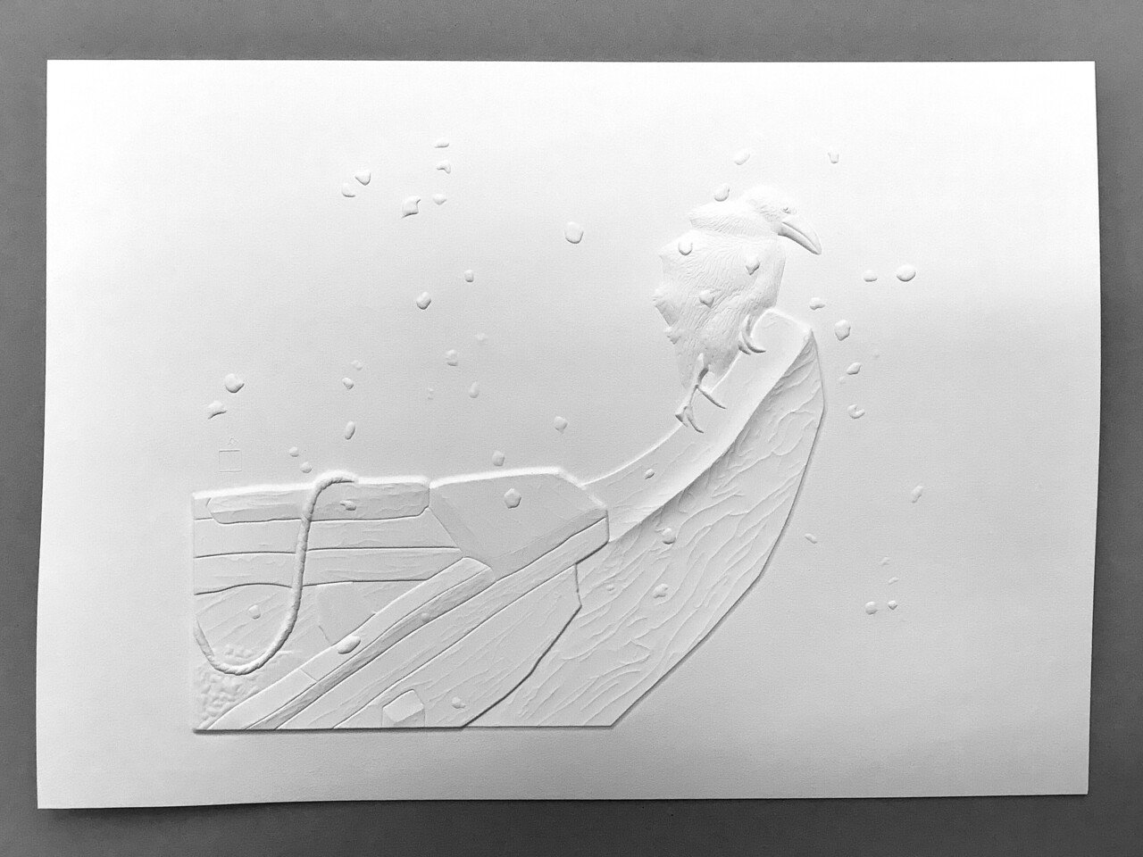 京都国立近代美術館 - 竹内栖鳳 『 春雪 』 彫刻エンボス加工