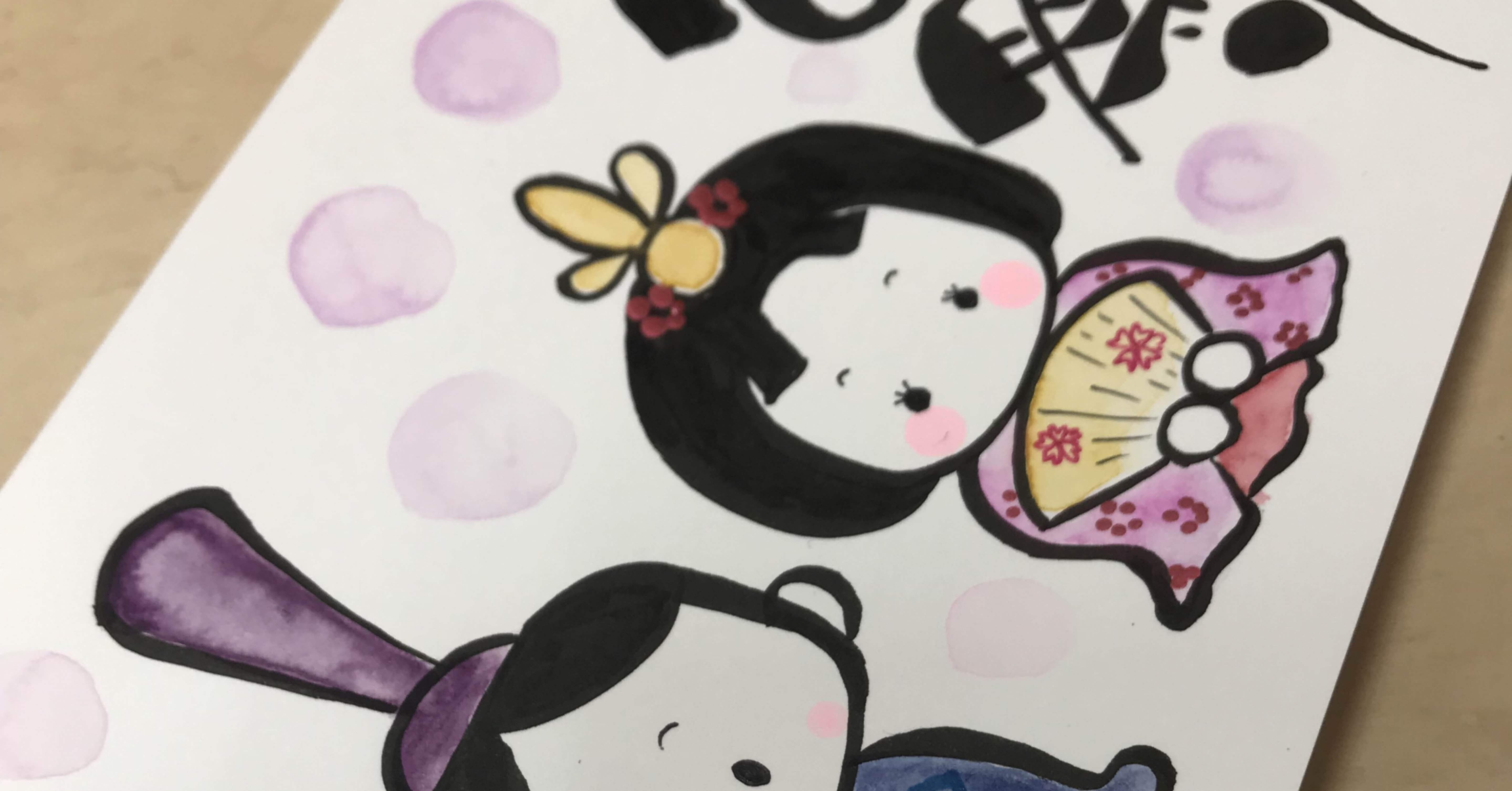 ひな祭り①｜筆文字アーティスト 己書絵心鈴にこりん道場 伊豆 伊東市