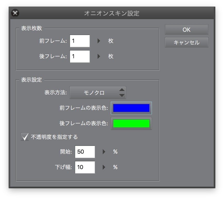 各ソフトのオニオンスキン初期設定 Kwks Workshop Note