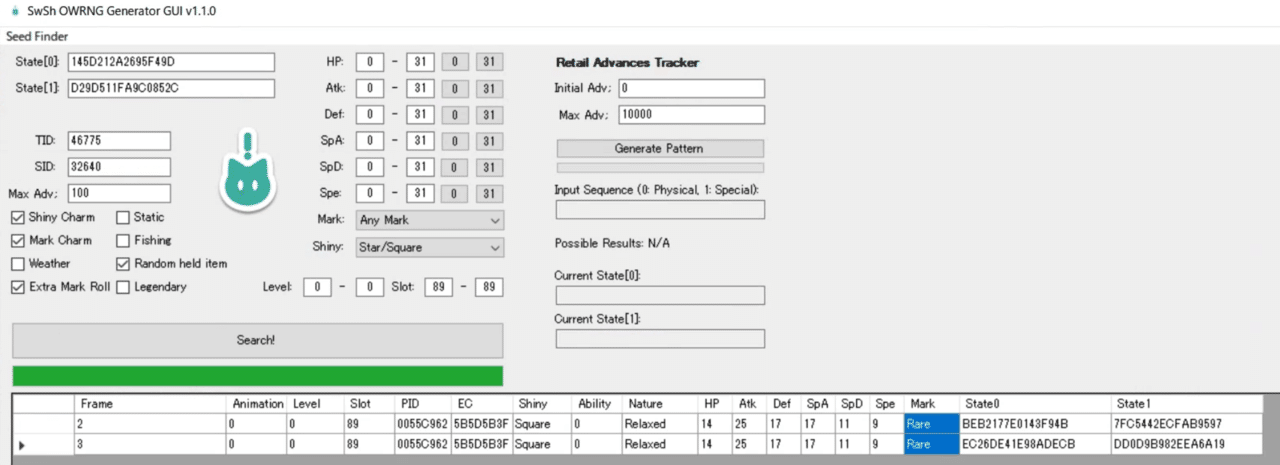 剣盾野生乱数 特大バケッチャ おぼえがき じゃんきー Note