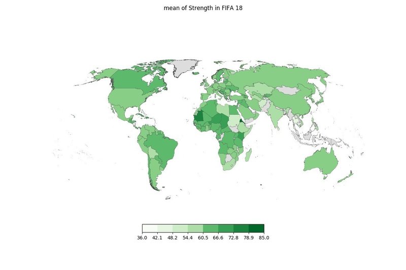 データ分析 Fifa18の能力値を世界地図にしてみた Fifa18 Saeeeeru Note