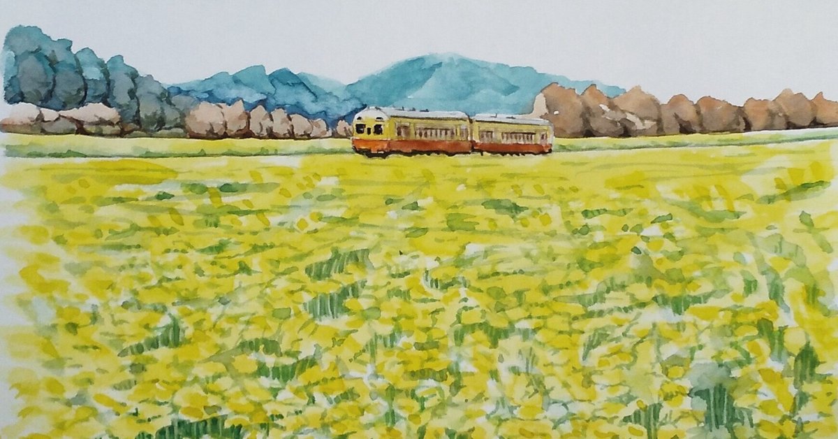 油絵 油彩 油彩画 絵 絵画 【菜の花畑を走る小湊鉄道】 絵画