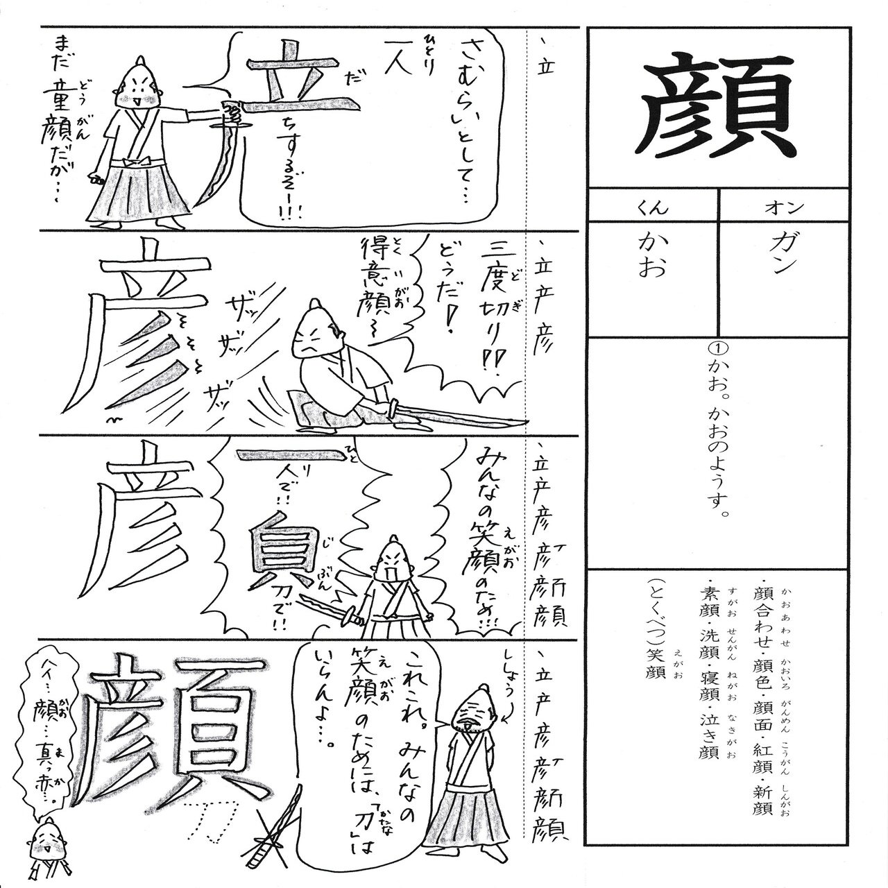 漢字が苦手な子に贈るマンガ 小2 顔 Sun Sunny D01 Note