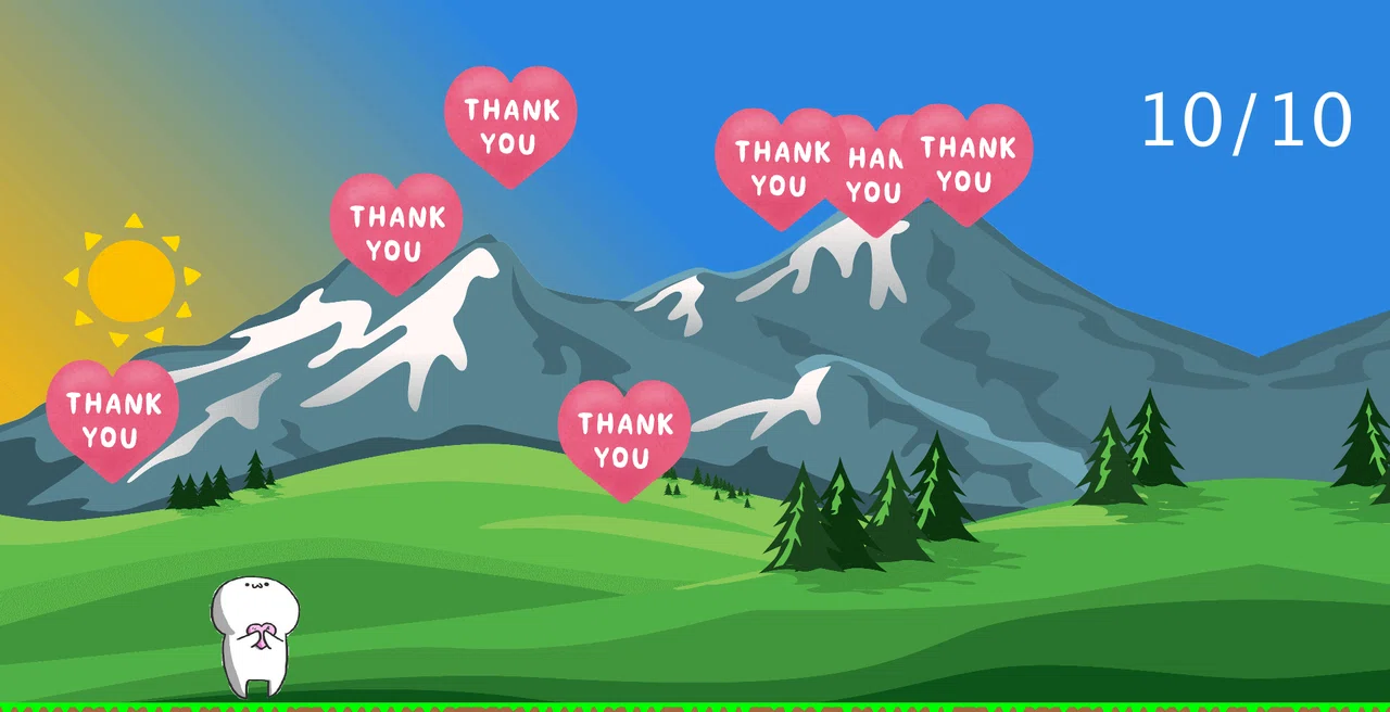 [2D Game with Changing Backgrounds] Collect Hearts! Mochi-Mochi-chan ...