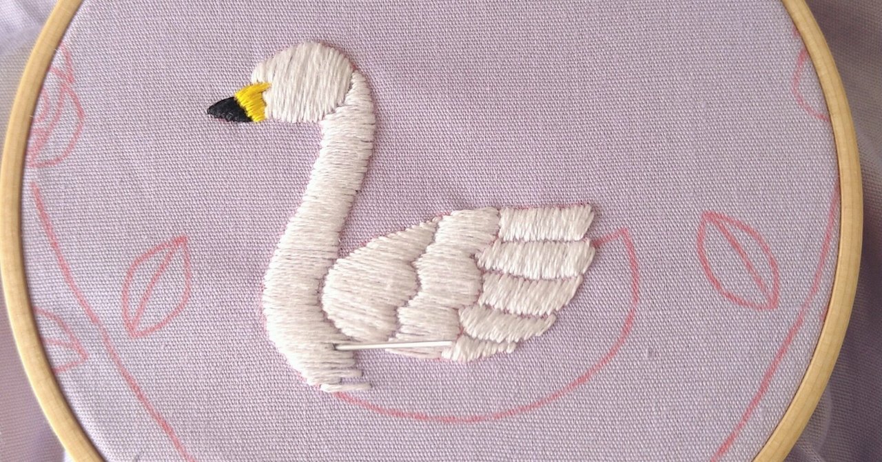 handmade刺繍巾着⚘スワン swan 白鳥 ハンドメイド 鳥刺繍 ブルー