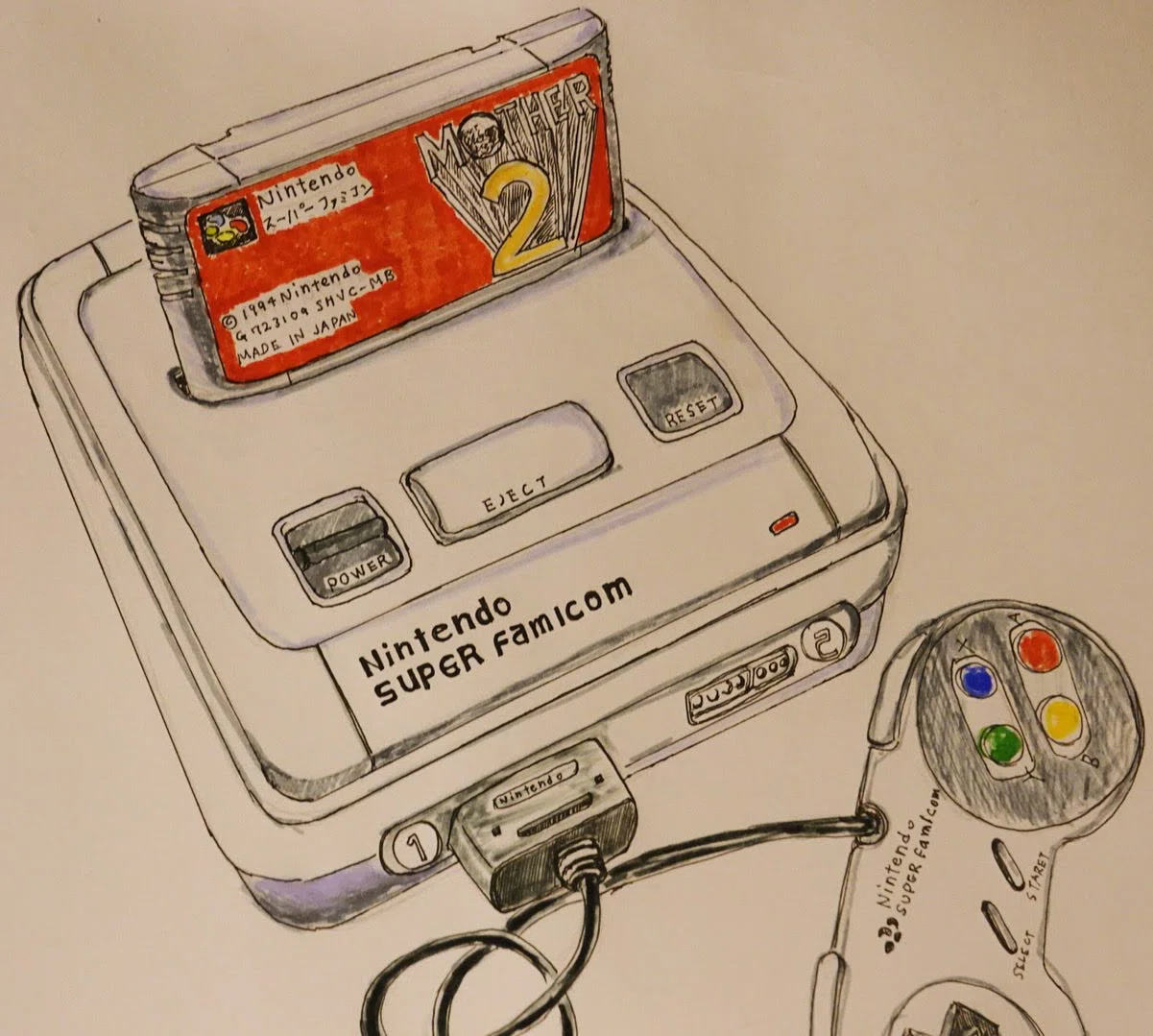 私のイラストその23 スーパーファミコンとマザー2 いわさじゅん Note