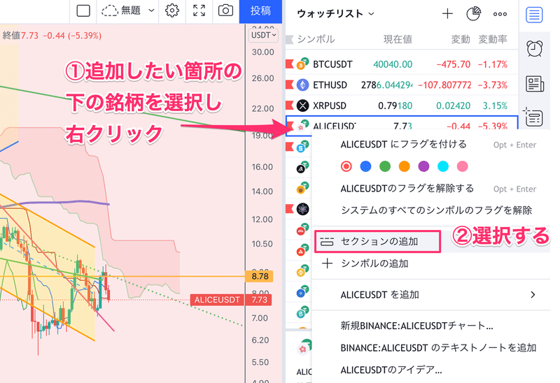 セクションの追加