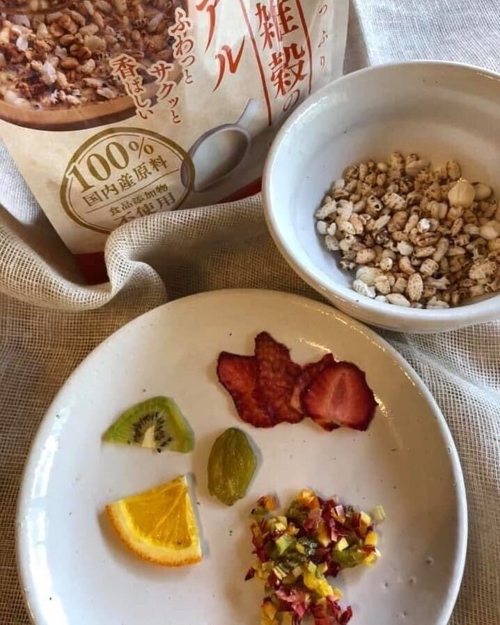 豆乳シリアル 甘酒フルーツシャーベット 王様のおやつドライフルーツレシピ 発酵食編 レインボー カフェ プロジェクト Note