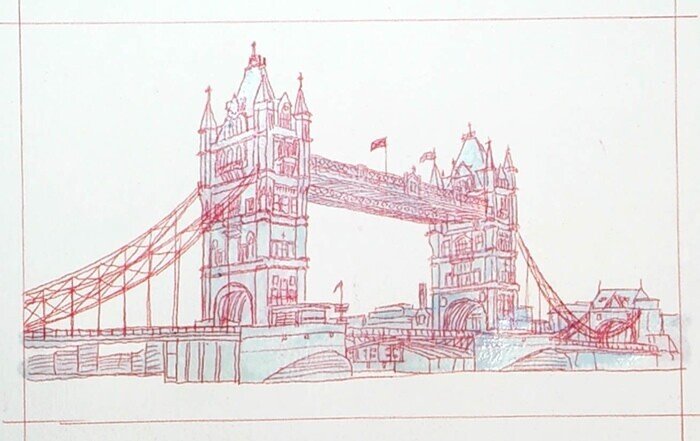ロンドンのタワーブリッジ 写実画と装飾画 動画あり｜アートジャム