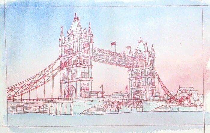 ロンドンのタワーブリッジ 写実画と装飾画 動画あり｜アートジャム