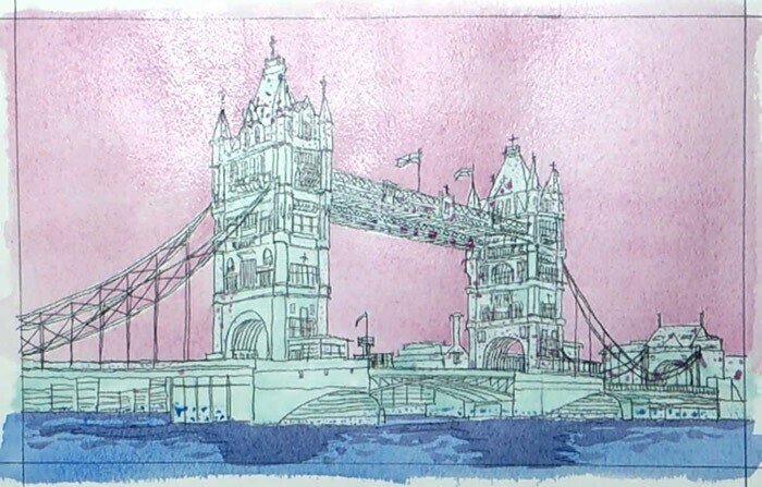 ロンドンのタワーブリッジ 写実画と装飾画 動画あり｜アートジャム