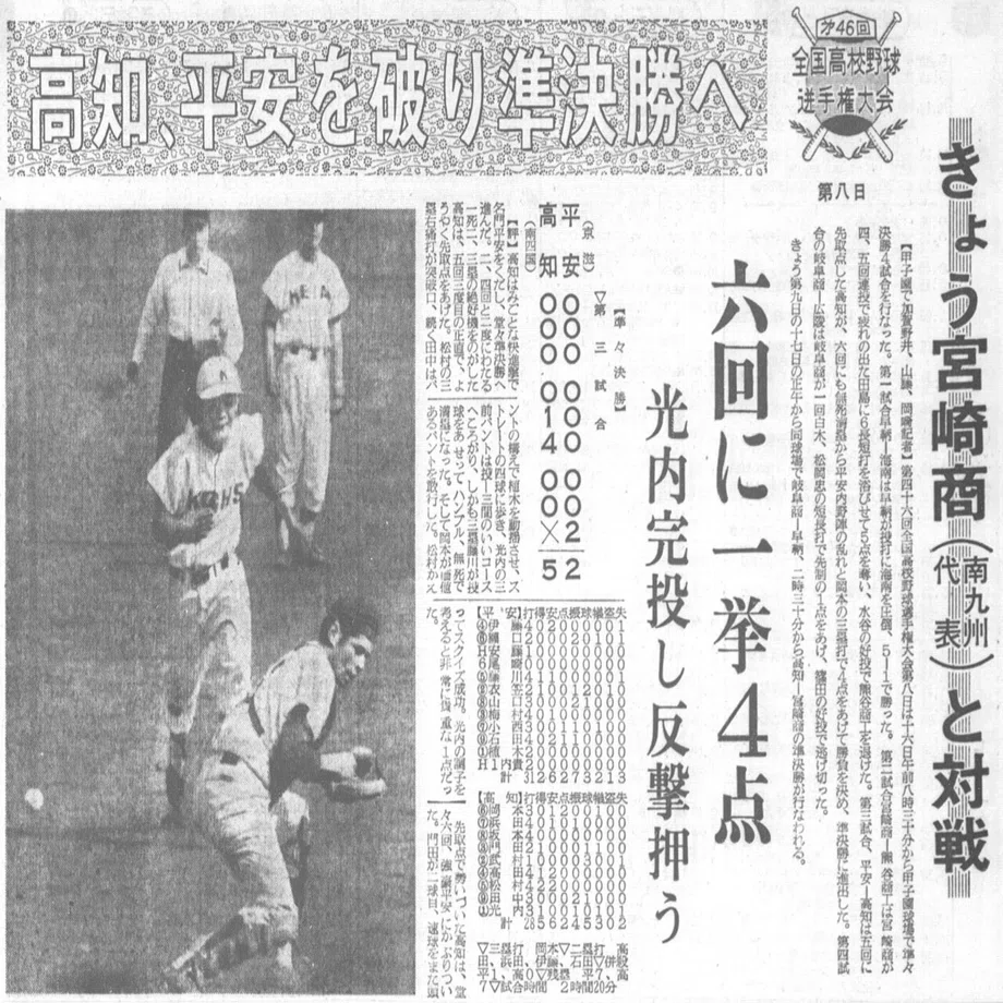 主将も死球で戦線離脱…高知、飛車角抜きの優勝 1964年夏（中）紙面で 