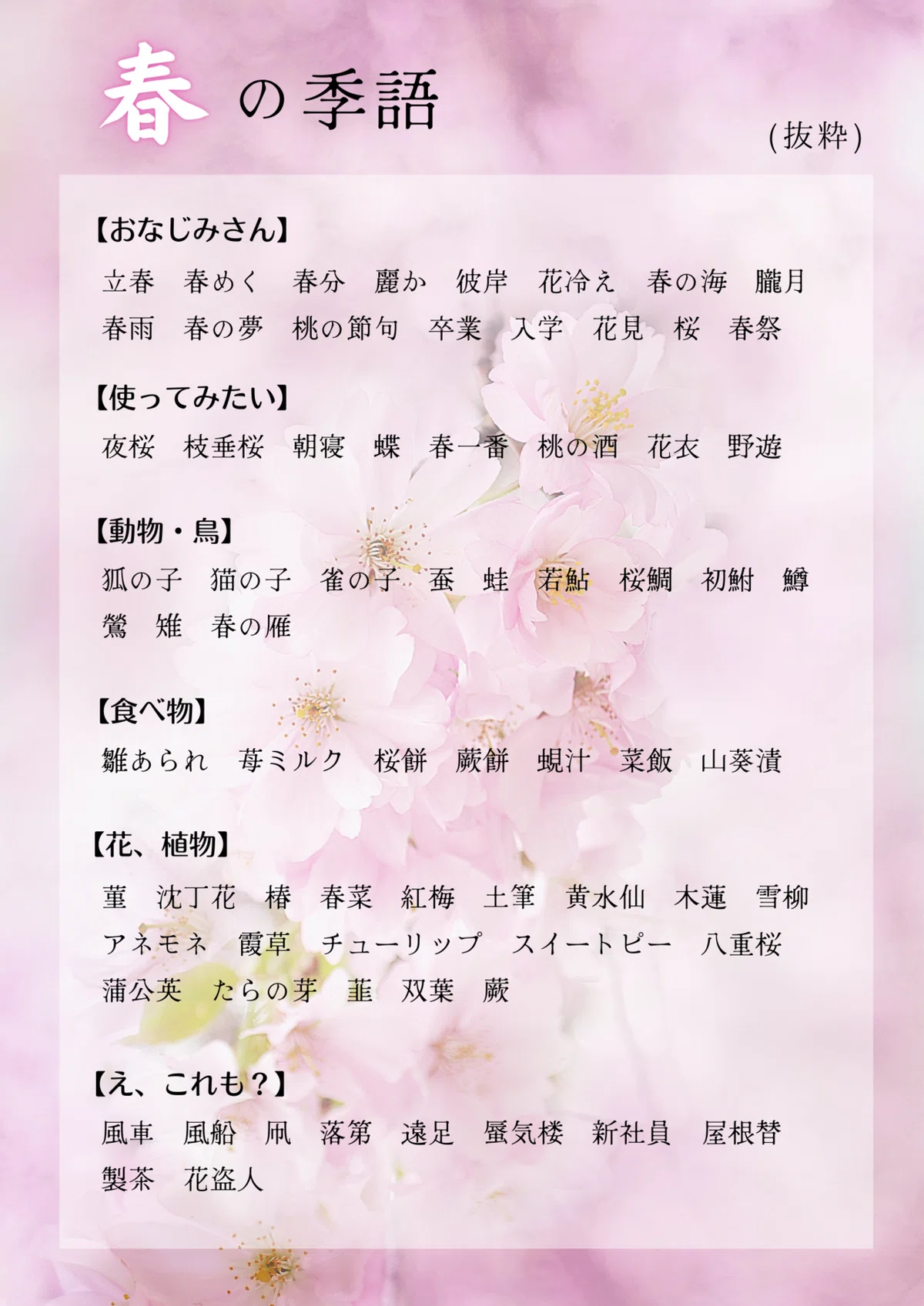 春の季語・母