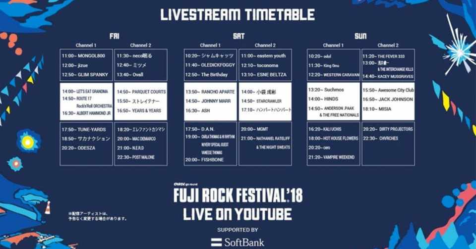 Fuji Rock Festival 18のyoutube Liveを見た感想 S T Note