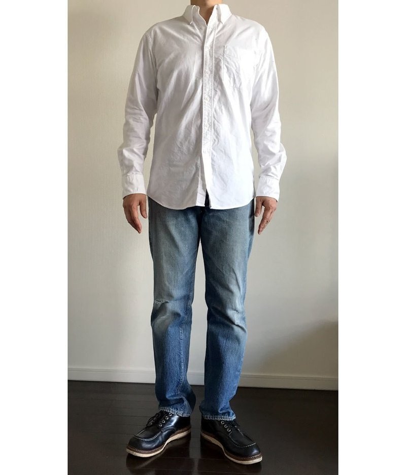 ユニクロと無印良品のオックスフォードボタンダウンシャツの着用イメージ 完全精度の白シャツへのサイズ調整 Nobujirou Note