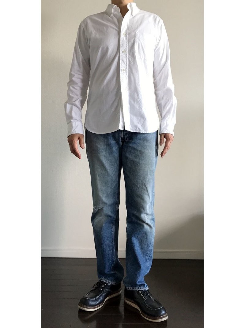 ユニクロと無印良品のオックスフォードボタンダウンシャツの着用イメージ 完全精度の白シャツへのサイズ調整 Nobujirou Note