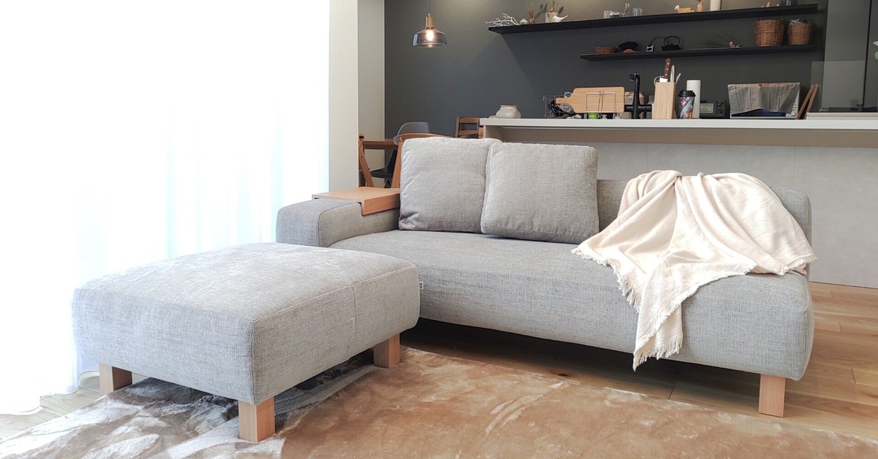 入荷now 口コミ NOYES 慈しん 2人掛けソファ 片側アーム オットマン付き グレー 2 -Seat / 3 -Seat Sofa