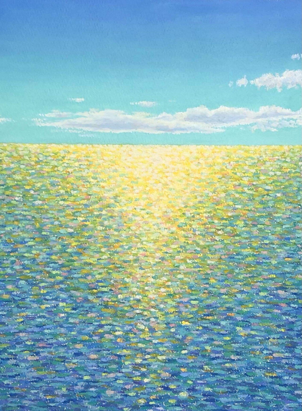 絵ができるまで(オイルパステル)「輝く海を越えて」｜keitapastel(辻 恵太)