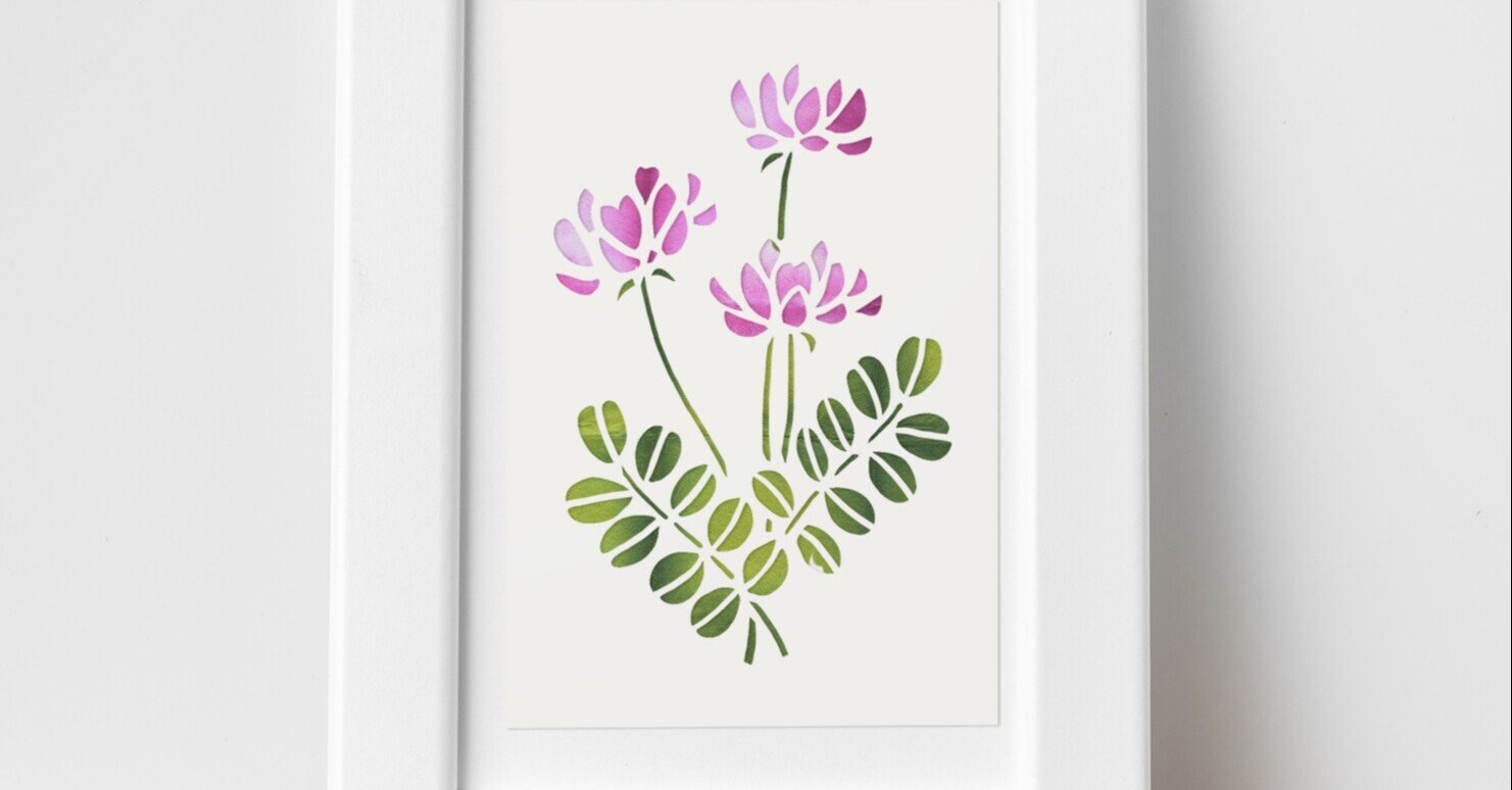 フリー図案no 153 レンゲ草 の切り絵 華色切絵 平石智美のカラー切り絵を楽しむnote Note