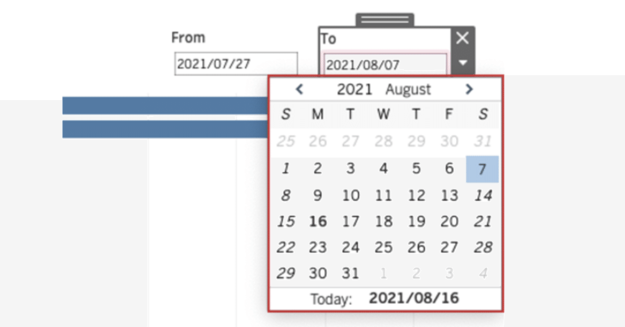 日付フィルターをカレンダー表記にする方法 Tableau Tom Note