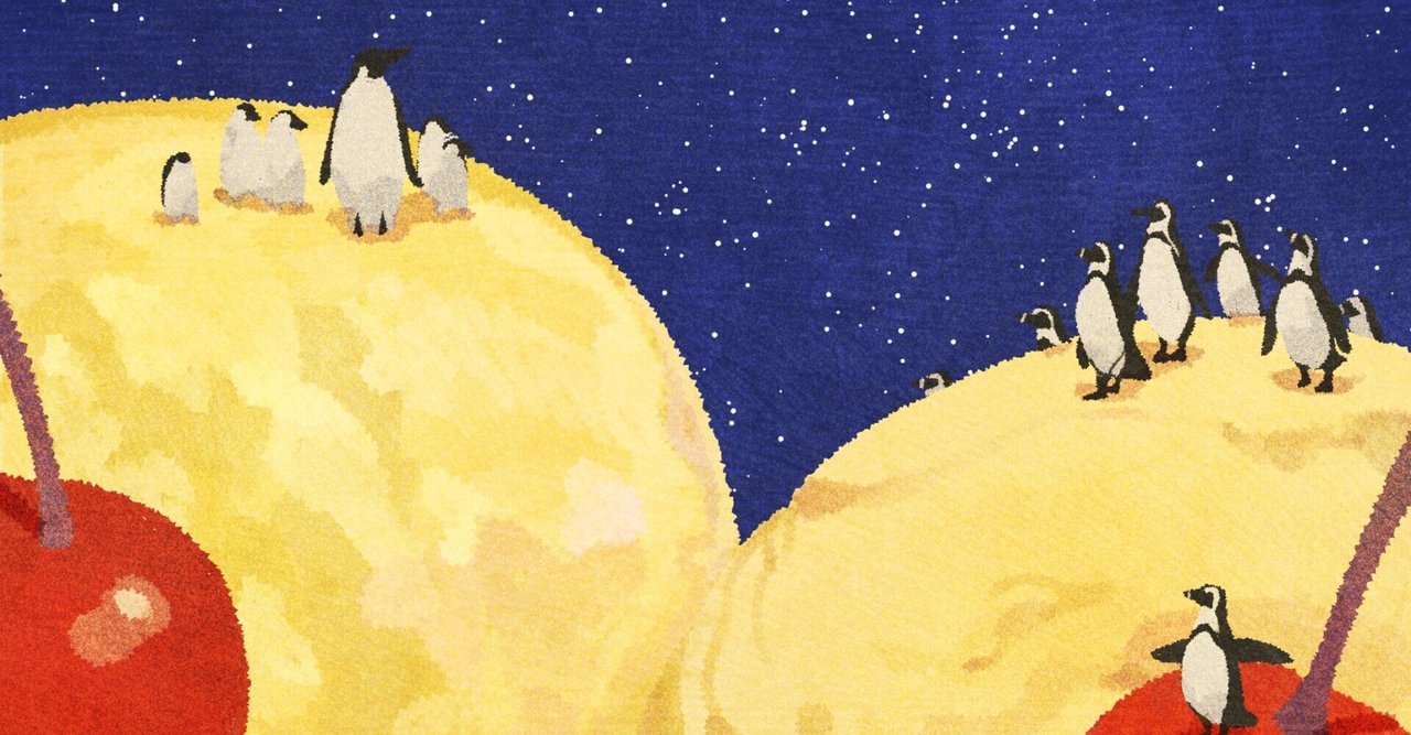 『＃DAY1065.「クリームソーダ・ペンギンコロニー」/"Cream Soda Penguins Colony"』｜もみじ真魚/MaoMomiji