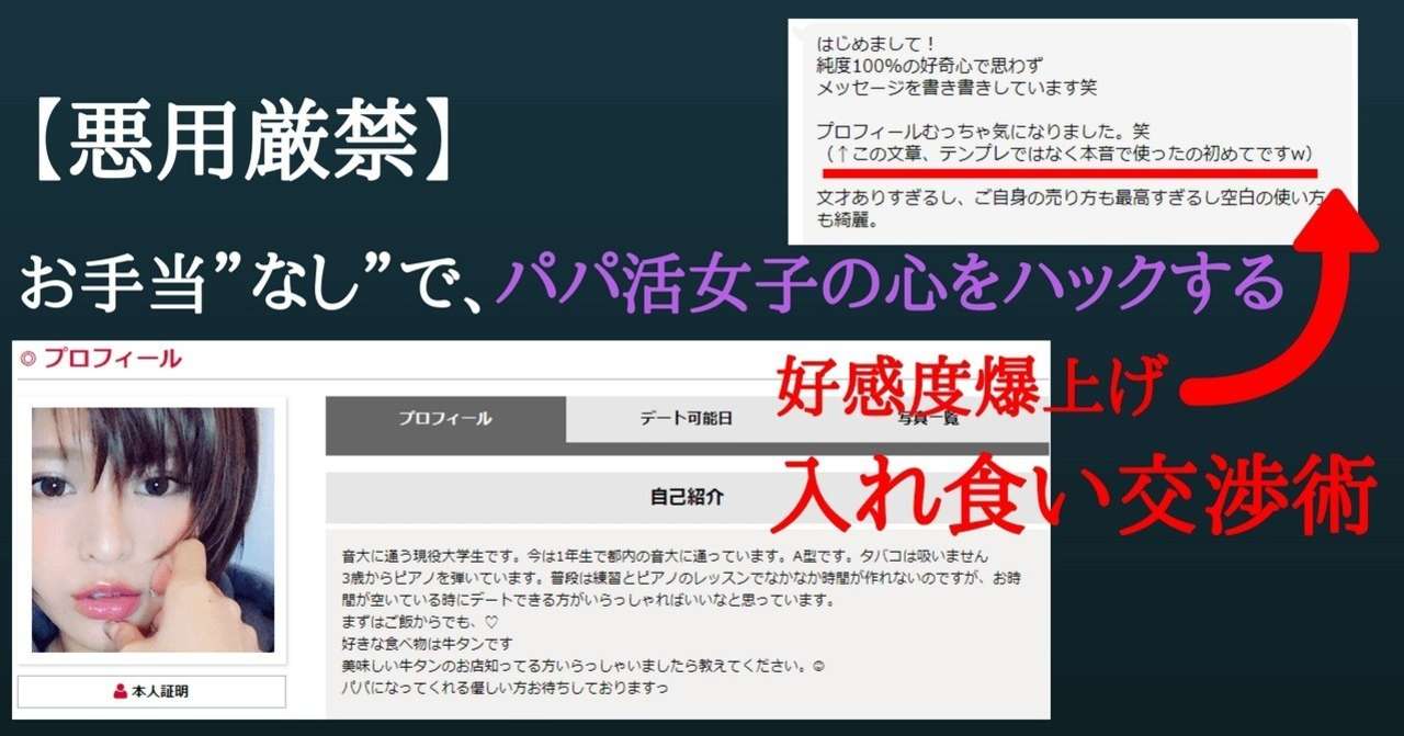 _悪用厳禁_毎日メッセージが来る__俺の_入れ食いパパ活プロフィールを大公開
