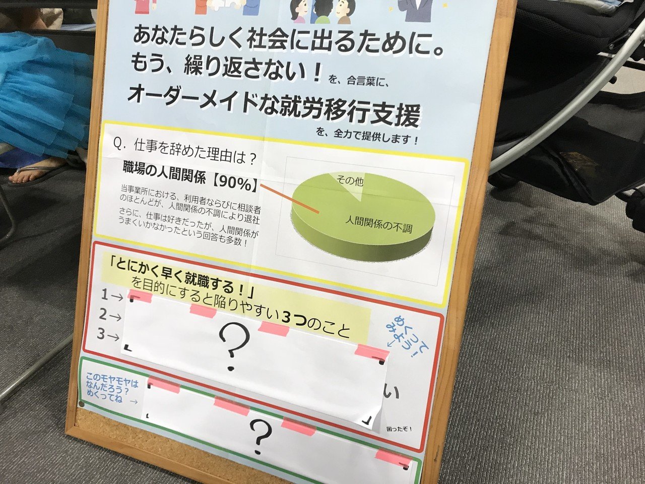 就労移行支援事業所のアドバイスとかもしてまして 福祉事業所フェアがあるとのことで なぜか僕が気合を入れてポスターを作成 めくれるポスター お近くの方 はめくりに来てね ワタナベ J フォックス Note